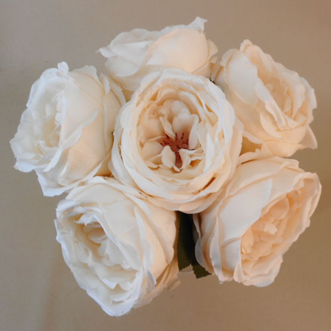 Artificial Cabbage Rose Posy Oyster Cream 32cm 