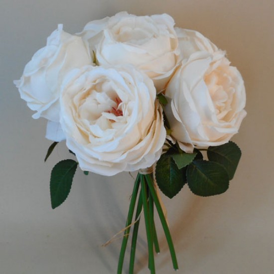 Artificial Cabbage Roses Posy Oyster Cream 32cm - R770 KK1