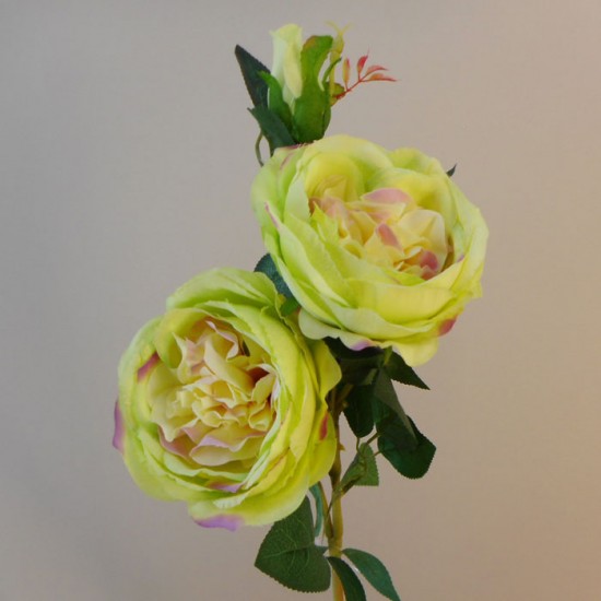 Artificial Cabbage Roses Spray Green Pink 79cm - R924 HH4