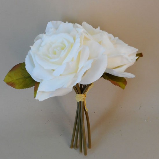 Artificial English Roses Bundle Cream Ivory 24cm - R455 KK3