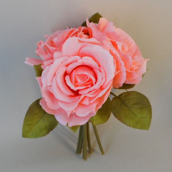 Artificial English Roses Bundle Mid Coral 24cm - R085 FF2