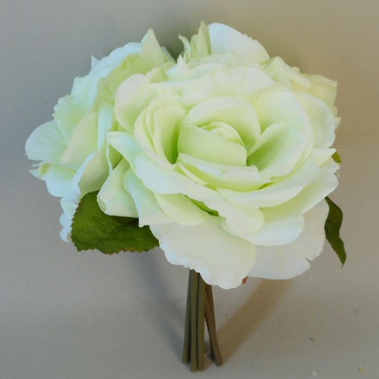Artificial English Roses Bundle Pale Green 24cm - R395 O2