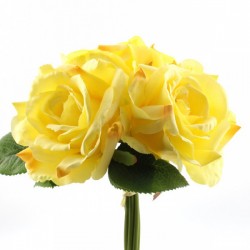 Artificial English Roses Bundle Yellow 25cm - R642 BX19