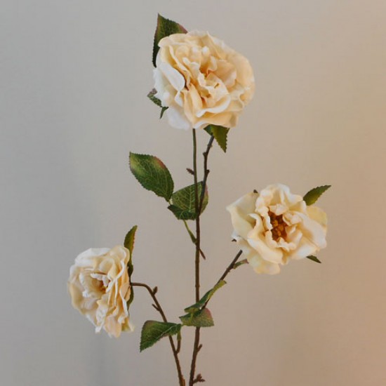 Artificial Roses Spray Cream Floribunda 80cm - R539 R1