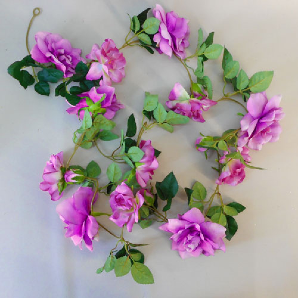 Garden Roses Garland Mauve Purple Flowers 180cm | Artificial Flowers