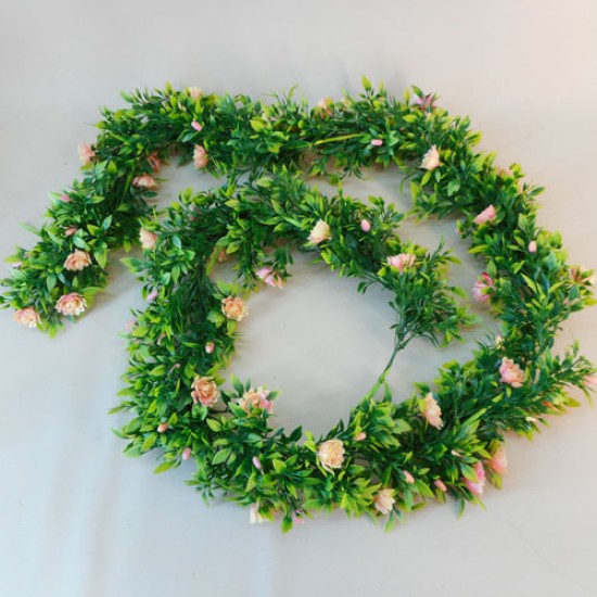Artificial Flowers Garland | Pink and Peach Roses and Leaves 180cm - R895 II4 Artificial Flowers Garland | Pink and Peach Roses and Leaves 180cm - R895 II4
