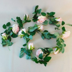 Artificial Roses Garland Pale Pink 175cm - R289 L1