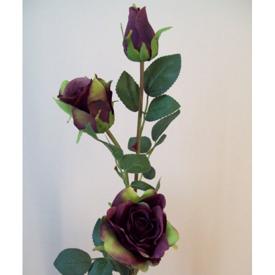Artificial Roses Spray Aubergine Long Stem 85cm - R591 L3