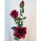 Artificial Roses Spray Burgundy Long Stem 85cm - R594 M4