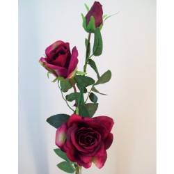 Artificial Roses Spray Burgundy Long Stem 85cm - R594 M4