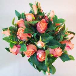 Artificial Rosebuds Bouquet Orange Peach x 26 28cm - R583 BB2