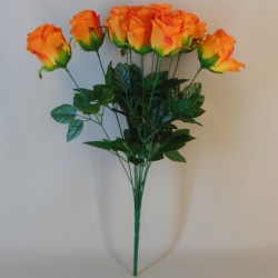 Artificial Rosebuds Bouquet Orange x 12 45cm - R101 KK3