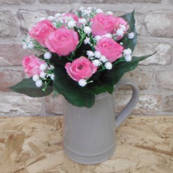Artificial Rosebuds and Gypsophila Bouquet Pink x 9 29cm - R127 M2