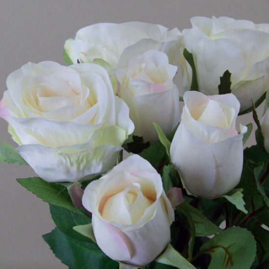 Artificial Roses Bouquet Cream with a hint of Pink 44cm - R497 M1