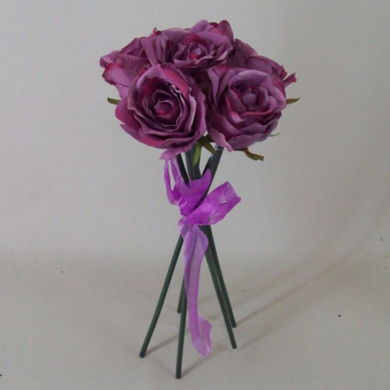 Artificial Roses Bouquet Vintage Aubergine 38cm - R506 T4