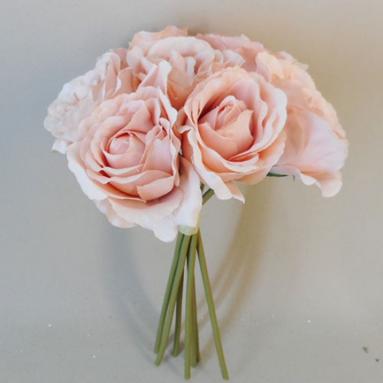 Artificial Roses Bunch Blush Pink 26cm - R953 M1