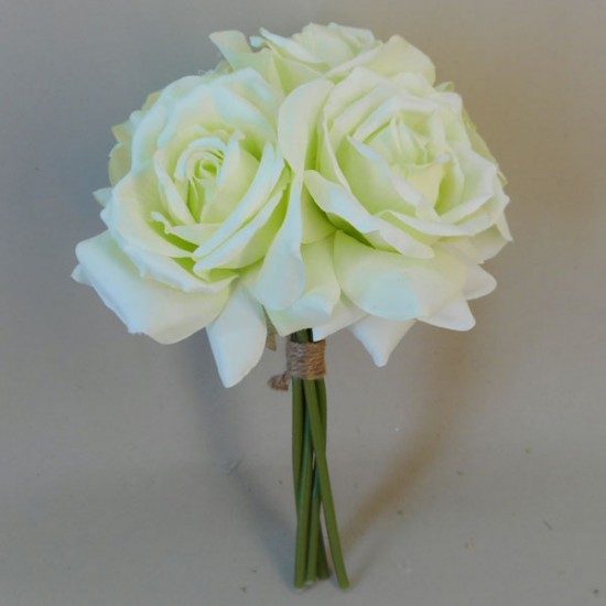Artificial Roses Bunch Pale Green 27cm - R385 N2
