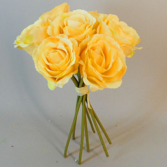 Artificial Roses Bunch Yellow 26cm - R110