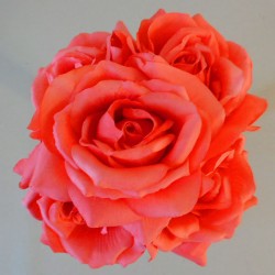 Artificial Roses Bunch Coral 27cm - R351 L2