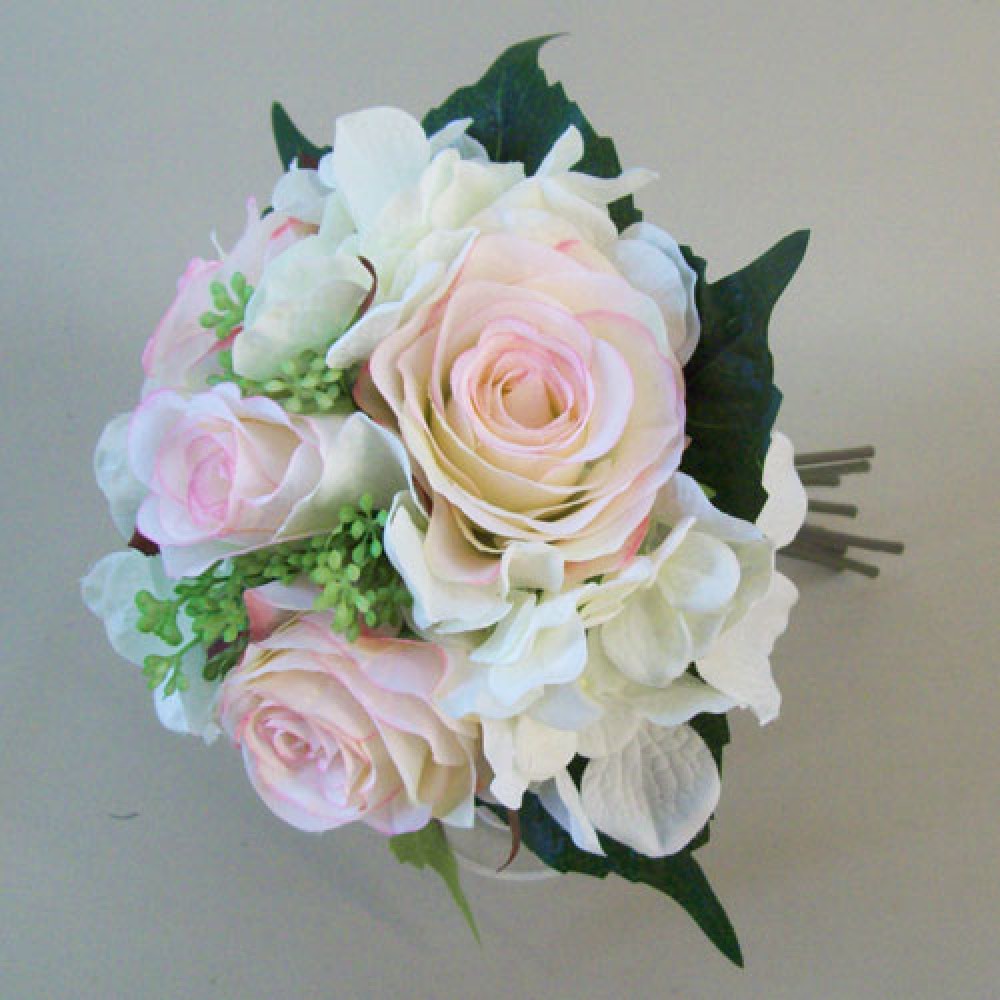 Artificial Roses Hydrangeas and Berries Posy Blush Pink 30cm ...