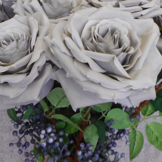 Artificial Roses Large Grey 46cm - R004A R1