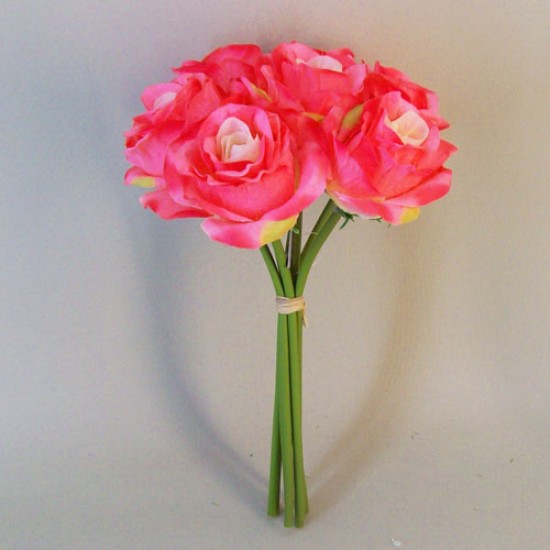 Artificial Roses Posy Pink Peach 26cm - R566 O1