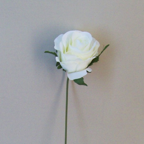 Artificial Silk Rose Buds on Wire Stem Cream 24cm - R545 