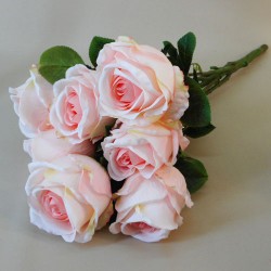 Blush Pink Artificial Roses Bouquet x 7 54cm - R573 L1
