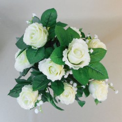 Artificial Rosebuds Bouquet Cream x 10 45cm - R094 