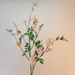 Extra Large Wild Artificial Roses Branch Antique Pink 104cm - R602 R4