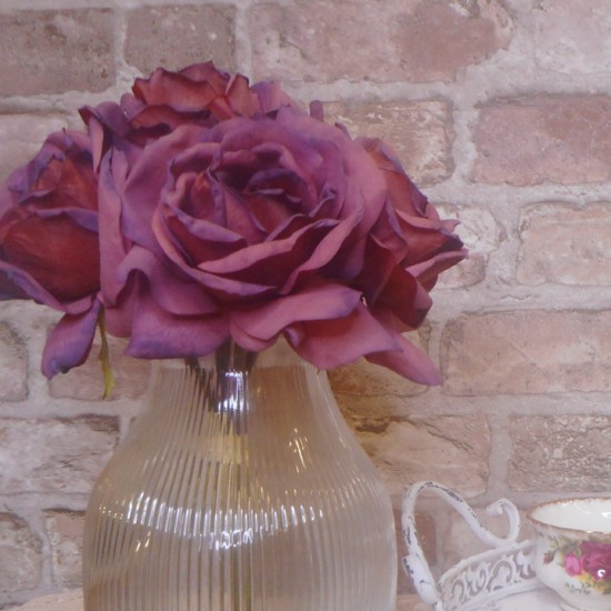 Antique Roses Posy Burgundy 27cm | Faux Dried Flowers - R909 GG1