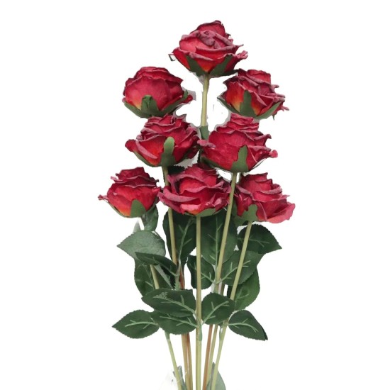 Antique Rose Bundle Red 72cm | Faux Dried Flowers - R415
