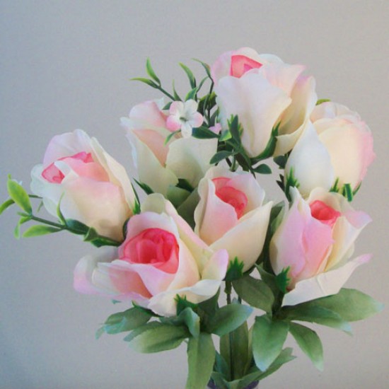 Fleur Artificial Rose Bouquet Pink and Cream 34cm - R830 U3