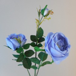 Grasmere Artificial Cabbage Roses Spray Blue 64cm - R399 DD4