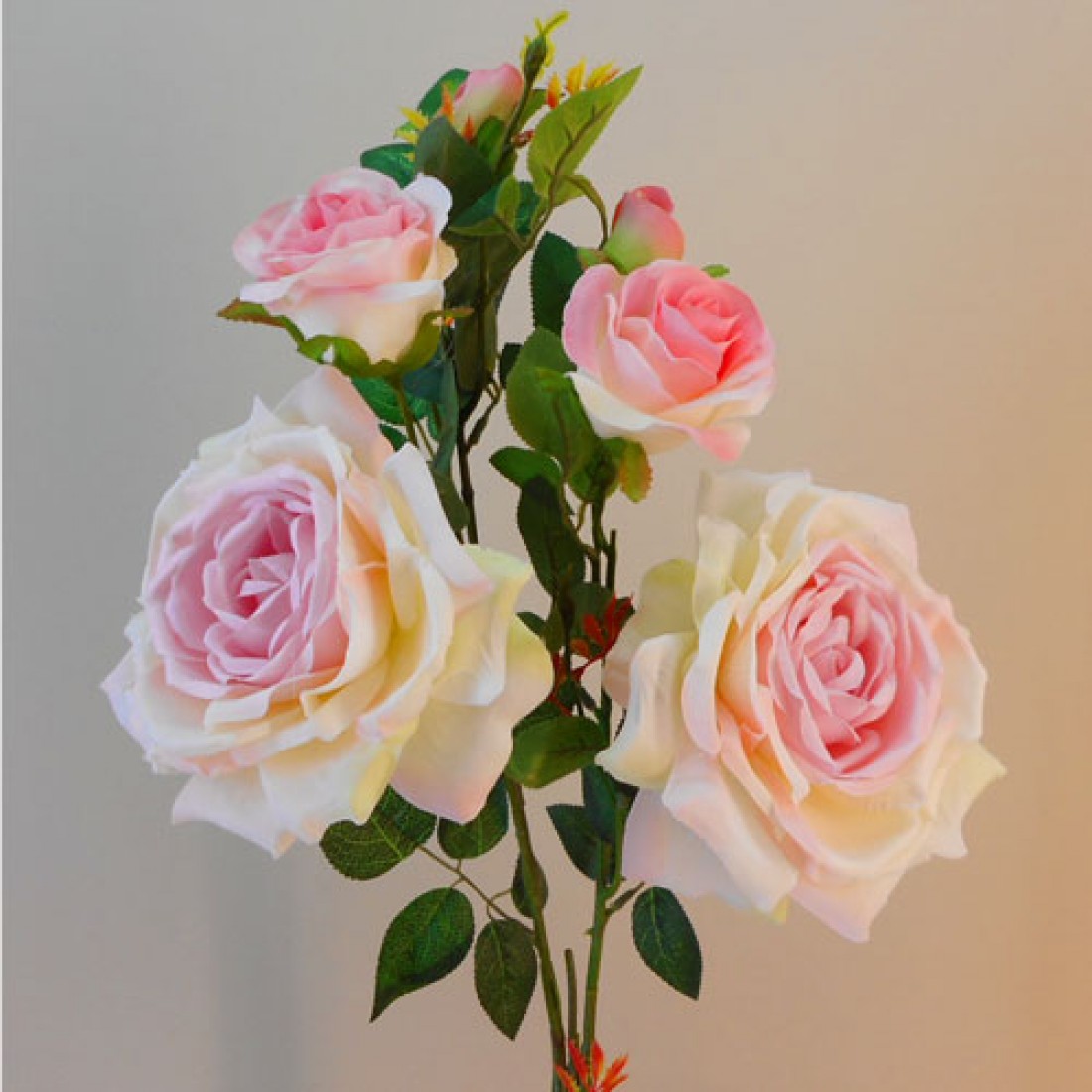 Large Artificial Roses Spray Pink Drop 87cm | Artificial Flowers