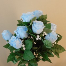 Artificial Rosebuds Bouquet Light Blue x 10 45cm - R232 EE2