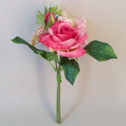 Lizzie Cottage Garden Mini Posy Pink 23cm - R805 BX3