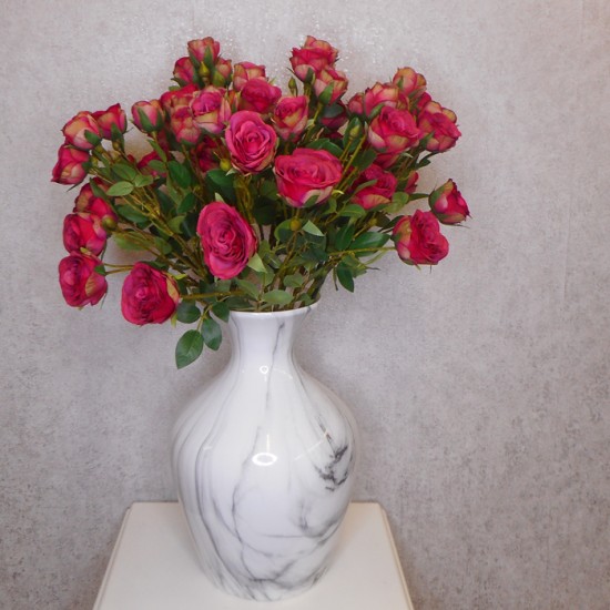 Long Stem Artificial Spray Roses Dark Pink 67cm - R782 GG2