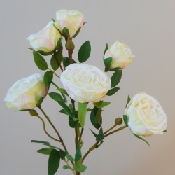 Long Stem Artificial Spray Roses White Green 67cm - R784 O4