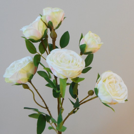 Long Stem Artificial Spray Roses White Green 67cm - R784 O4