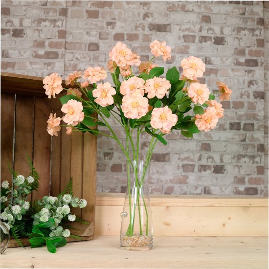 Artificial Old Rose Spray Peach 61cm - R097