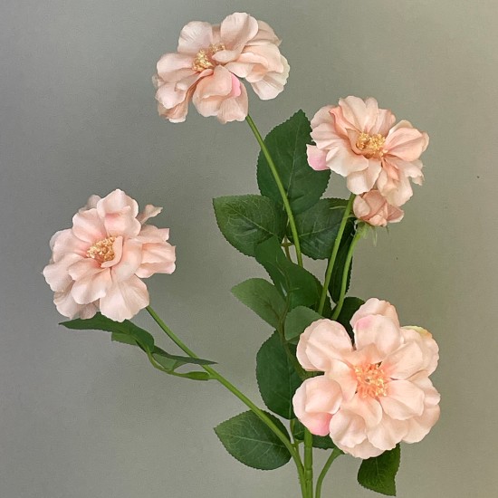 Artificial Old Rose Spray Peach 61cm - R097