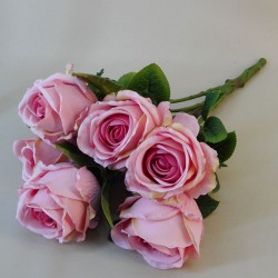 Pink Artificial Roses Bouquet x 7 54cm - R578 L4
