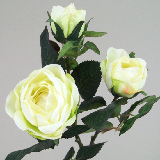 Artificial Old Roses Spray Green Short Stem 41cm - R155 O4