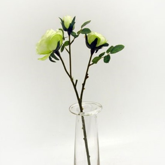 Artificial Old Roses Spray Green Short Stem 41cm - R155 O4
