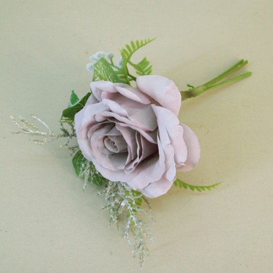 Romance Rose and Leaves Posy Lilac 24cm - R751 O3