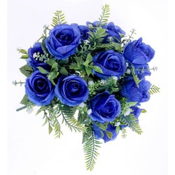 Artificial Roses Bush with Gypsophila Blue 42cm - R546 P1