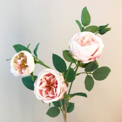 Rydal Artificial Cabbage Roses Spray Light Pink 65cm - R159 N4