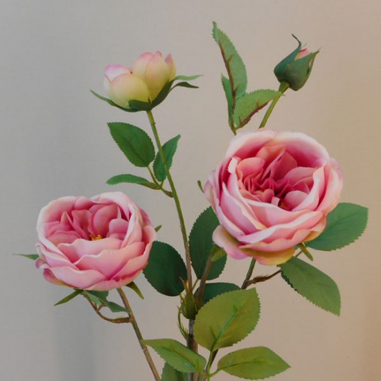Rydal Artificial Cabbage Roses Spray Pink 65cm - R153 M3
