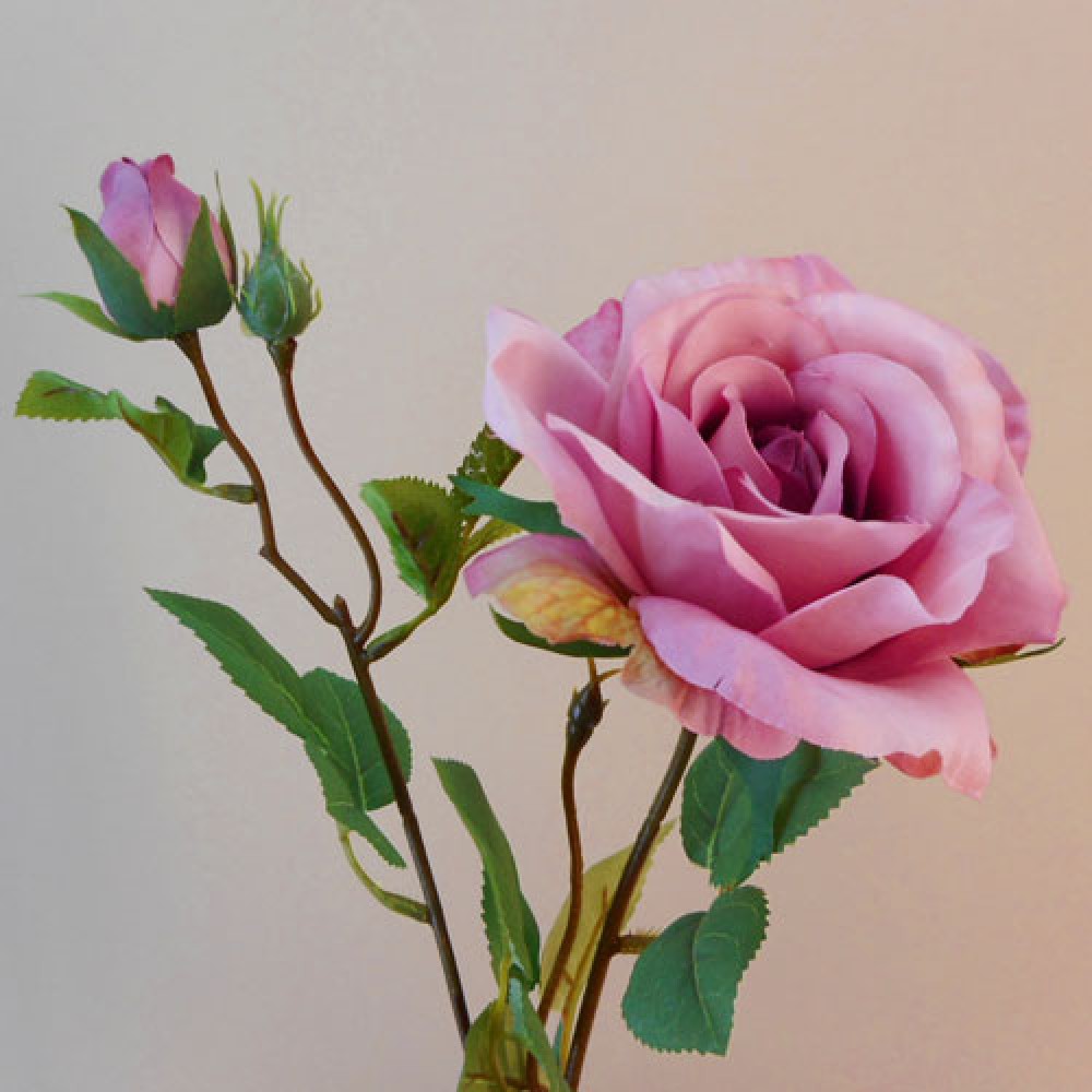 Rydal Artificial Rose Spray Mauve Pink 67cm | Artificial Flowers